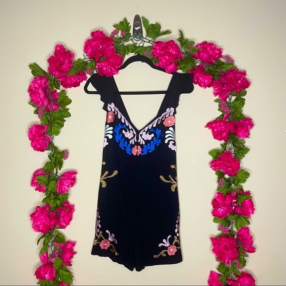 Cleobella Lali Metallic Embroidered Romper Size Small - Picture 3 of 15